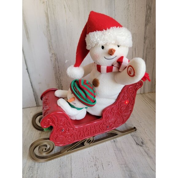 Hallmark sleigh ride Jingle pals Xmas animated decor figure Snowman - Picture 1 of 6